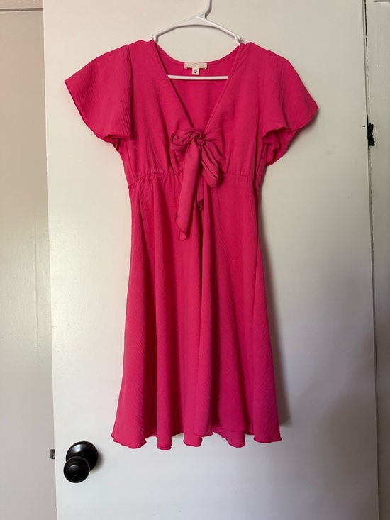 See You Monday Dresses & Skirts - See You Monday Hot Pink Tie-Front Mini Dress